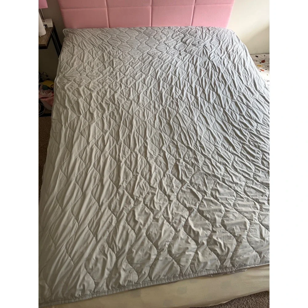 Chicute Cooling Pet Blanket Grey Quilted Non-Slip Mat 70x57 Large Dog Cat Bed